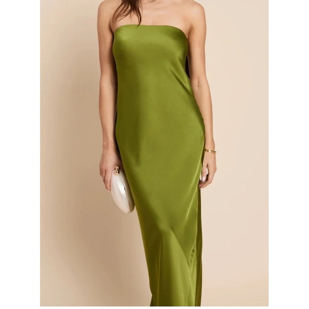 Few Moda O.P.T. One Pretty Time Strapless Satin Maxi‎ Dress Clover Green S
